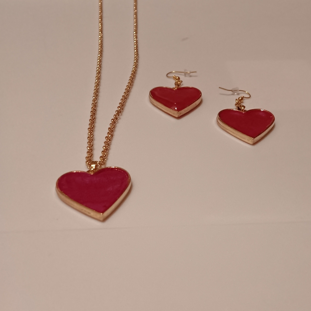 Red Heart Necklace set by Skye's Creations